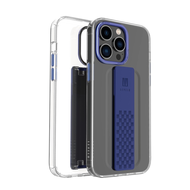 [LVLGRAPHIA14PM-BU] Graphia IMD Clear Case with Extra Grip (Blue, iPhone 14 Pro Max)