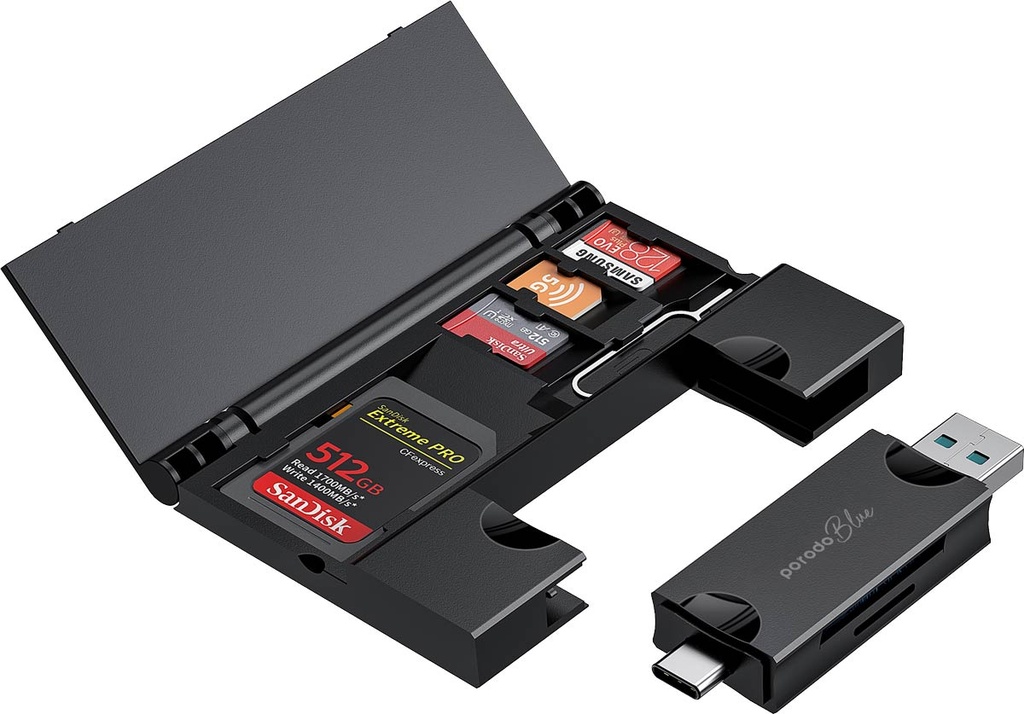 کارتخوان پرودو Porodo Blue 2-in-1 Card Reader
