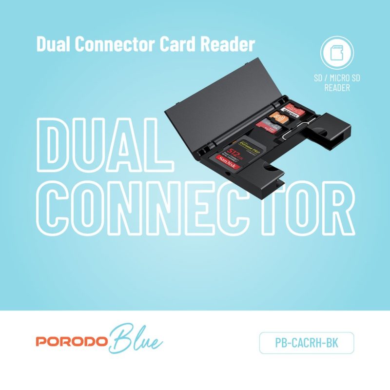 Porodo Blue 2-in-1 Card Reader with Card Holder (4)